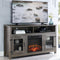 Modern Farmhouse TV Stand with Electric Fireplace, Fit up to 65" Flat Screen TV with Storage Cabinet and Adjustable Shelves Industrial Entertainment Center for Living Room, Grey - Supfirm