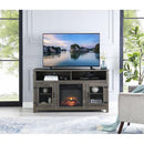 Modern Farmhouse TV Stand with Electric Fireplace, Fit up to 65" Flat Screen TV with Storage Cabinet and Adjustable Shelves Industrial Entertainment Center for Living Room, Grey - Supfirm