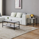 Modern Nesting coffee table Square & rectangle,Black metal frame with wood marble color top - Supfirm