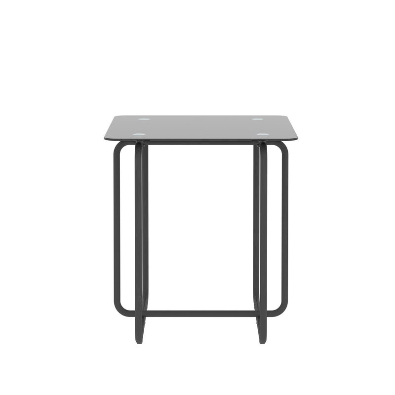 Modern Tempered Glass Coffee Table End Table Side Table for Living Room,bedroom, Black - Supfirm
