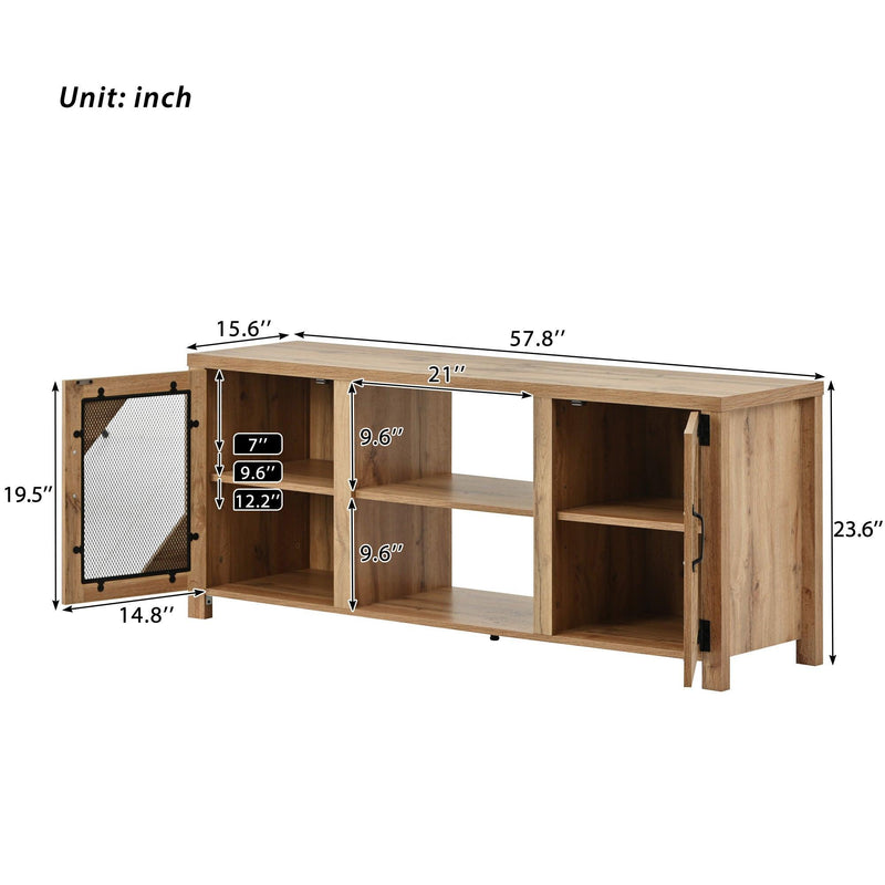 Modern TV Stand for 65'' TV with Large Storage Space, 3 Levels Adjustable shelves, Magnetic Cabinet Door, Entertainment Center for Living Room, Bedroom - Supfirm