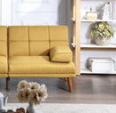 Mustard Polyfiber 1pc Adjustable Tufted Sofa Living Room Solid wood Legs Comfort Couch - Supfirm