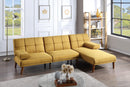 Mustard Polyfiber 1pc Adjustable Tufted Sofa Living Room Solid wood Legs Comfort Couch - Supfirm