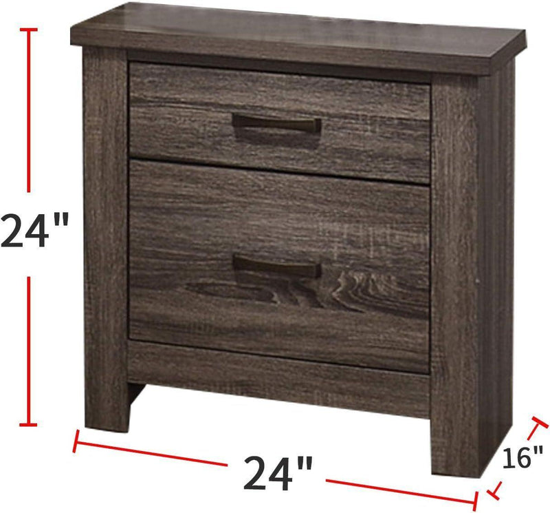 Natural Finish Striking Wooden Nightstand Bedside Table 2x Drawers Storage bedroom Furniture - Supfirm