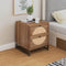 Natural rattan, 2 Drawer side table, Display Rack for Bedroom and Living Room, Nightstand Side Table Bedroom Storage Drawer Bedside End Table - Supfirm