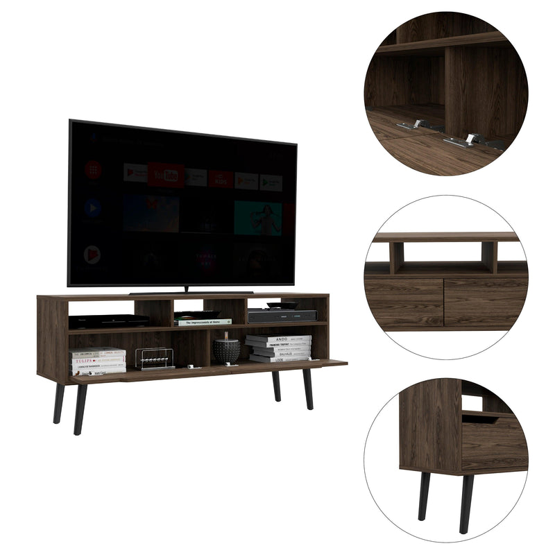 New Haven 2-Drawer 3-Shelf TV Stand Dark Walnut - Supfirm