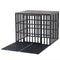 NEW HEAVY DUTY DOG CRATE FURNITURE FOR LARGE DOGS WOOD & STEEL DESIGN DOG CAGE INDOOR & OUTDOOR PET KENNEL 38X30X32INCH PET PLAYPEN WITH COVER METAL DOG FENCE CRATE BLACK - Supfirm