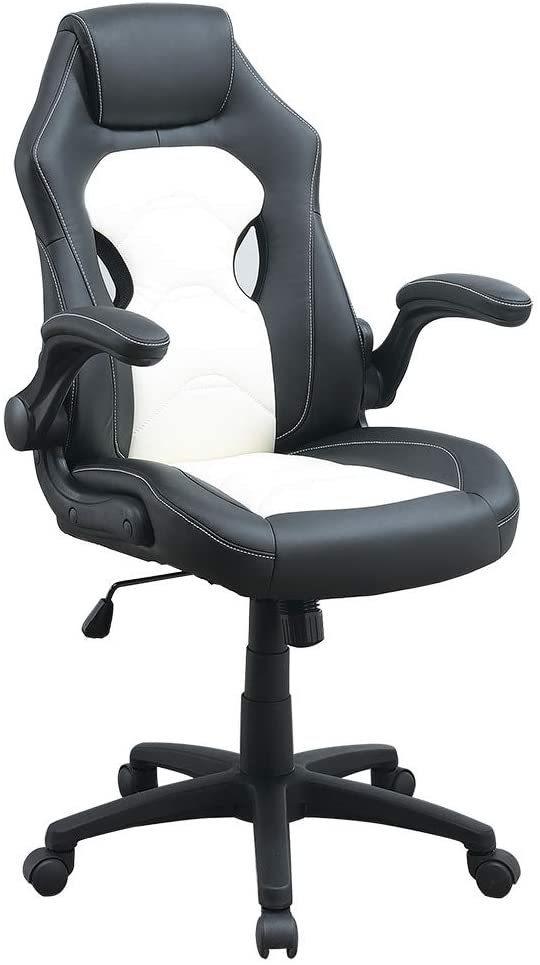 Office Chair Upholstered 1pc Comfort Chair Relax Gaming Office Chair Work Black And White Color - Supfirm