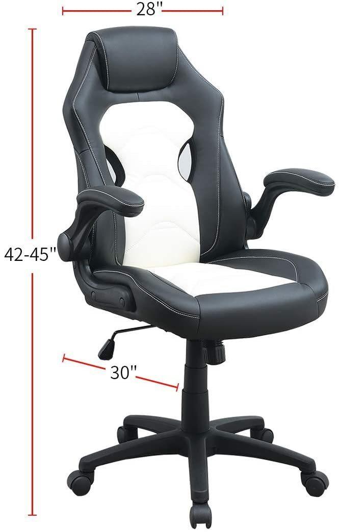 Office Chair Upholstered 1pc Comfort Chair Relax Gaming Office Chair Work Black And White Color - Supfirm