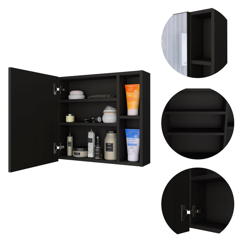 Supfirm Oman Medicine Cabinet, Three Internal Shelves, Single Door, Two External Shelves -Black - Supfirm