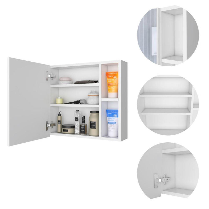Supfirm Oman Medicine Cabinet, Three Internal Shelves, Single Door, Two External Shelves -White - Supfirm