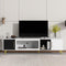 ON-TREND Stylish TV Stand with Golden Metal Handles&Legs, Two-tone Media Console for TVs Up to 80", Fluted Glass Door TV Cabinet with Removable Compartment for Living Room, White - Supfirm