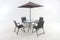 Outdoor Patio Dining Set for 4 People, Metal Patio Furniture Table and Chair Set with Umbrella, Black - Supfirm
