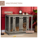 PawHut Large Furniture Style Dog Crate with Removable Panel Dark Walnut - Supfirm
