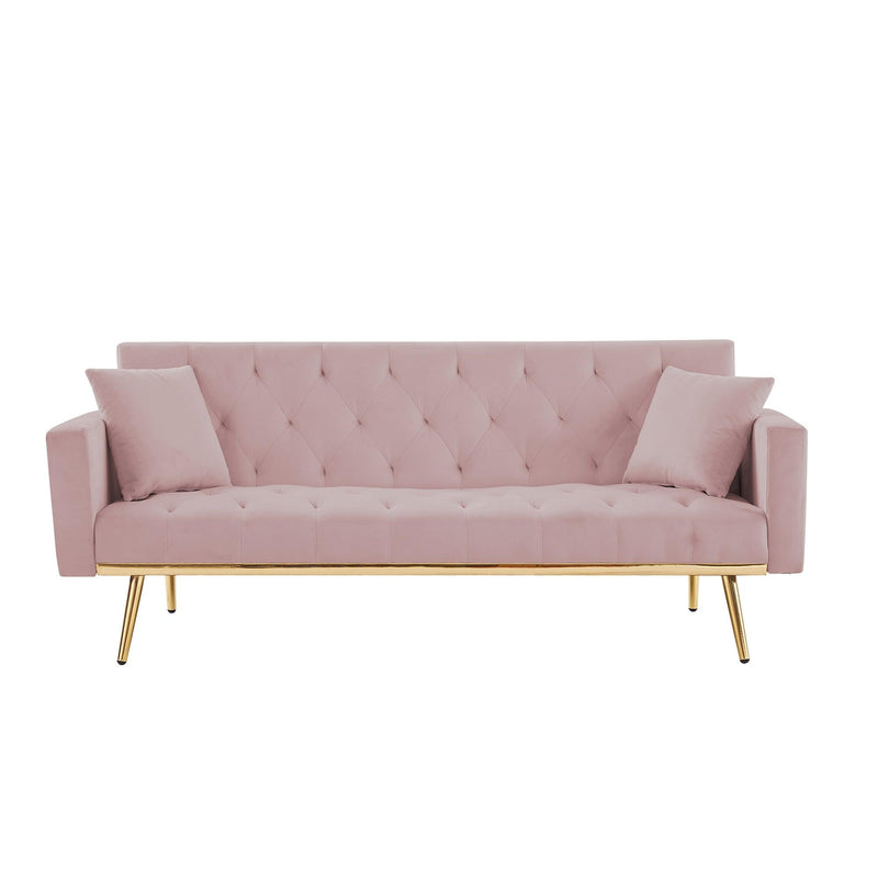 PINK Convertible Folding Futon Sofa Bed , Sleeper Sofa Couch for Compact Living Space. - Supfirm