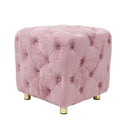 Pink Modern Velvet Upholstered Ottoman, Exquisite Small End Table, Soft Foot Stool,Dressing Vanity Makeup Chair, Comfortable Seat for Living Room, Bedroom, Entrance - Supfirm