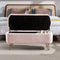 Pink Storage Ottoman Bench for End of Bed Gold Legs, Modern Grey Faux Fur Entryway Bench Upholstered Padded with Storage for Living Room Bedroom - Supfirm
