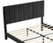 Queen Size Platform Bed with Upholstered Headboard and Slat Support, Heavy Duty Mattress Foundation, No Box Spring Required, Easy to Assemble, Black - Supfirm