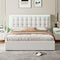 Queen Size Tufted Upholstered Platform Bed with Hydraulic Storage System,PU Storage Bed with LED Lights,White - Supfirm