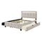 Queen Size Upholstered Platform Bed with LED Frame, with Twin XL Size Trundle and 2 drawers, Linen Fabric, Beige - Supfirm