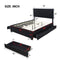 Queen Size Upholstered Platform Bed with Rivet-decorated Headboard, LED bed frame and 4 Drawers, Black - Supfirm