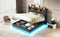 Queen Size Upholstered Platform Bed with Storage Headboard and Hydraulic Storage System, PU Storage Bed with LED Lights and USB charger, Black - Supfirm