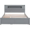 Queen Size Wood Storage Platform Bed with LED, 2 Drawers and 1 Twin Size Trundle, Gray - Supfirm