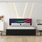 Queen Size Wood Storage Platform Bed with LED and 4 Drawers, Black - Supfirm