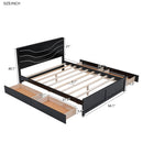 Queen Size Wood Storage Platform Bed with LED and 4 Drawers, Black - Supfirm