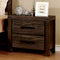 Rustic Style Wire-Brushed Rustic Brown 1pc Nightstand Bedroom Furniture Solid wood 2-Drawers bedside Table Metal Bar Handles - Supfirm