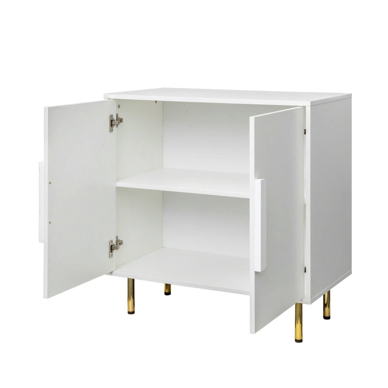 Sideboard Buffet Cabinet with Storage Modern Storage Cabinets with 2 Doors with Handle for Living Room Dining Room Entryway, White - Supfirm
