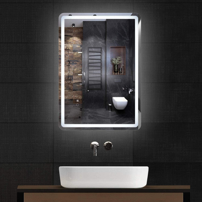 Supfirm Simple Deluxe 36 x 28 Inch Large Wall Anti-Fog Dimmable LED Bathroom Vanity Makeup Mirror with White/Warm Light（Horizontal/Vertical）, Transparent - Supfirm