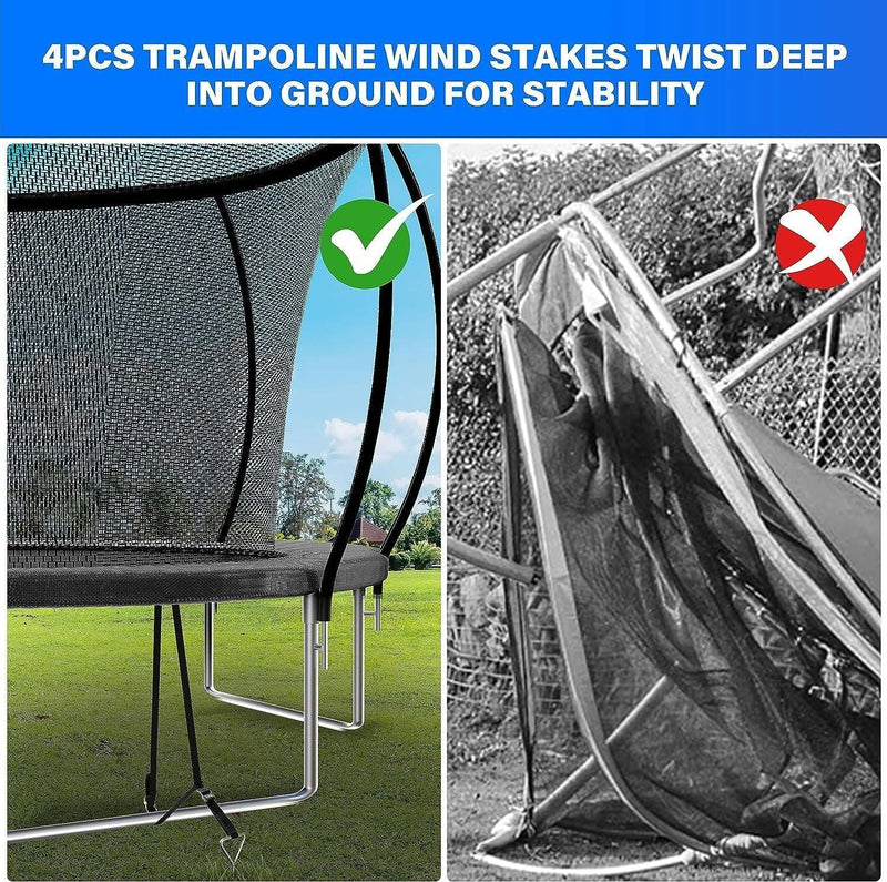 Simple Deluxe Recreational Trampoline with Enclosure Net 12FT Wind Stakes- Outdoor Trampoline for Kids and Adults Family Happy Time, ASTM Approved -Black 12FT - Supfirm