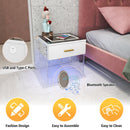 Smart Nightstand, LED Nightstand with Wireless Charging Station and 16 Color Light, End Table with USB Port and Type-C Port, Bedside Table for Bedroom, Living Room (White) - Supfirm
