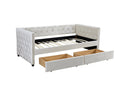 Sofa bed with drawers, modern velvet upholstered sofa bed with button tufted sofa bed frame with double drawers, bedroom living room furniture,Beige (83.47''x42.91''x30.71''') - Supfirm