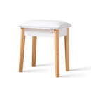 Sold Wood Vanity Table Stool,Dressing Stool for Makeup with PU,White Finish - Supfirm