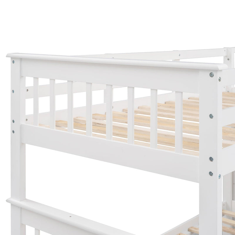 Stairway Twin-Over-Full Bunk Bed with Storage and Guard Rail for Bedroom, White color(OLD SKU :LP000019AAK) - Supfirm