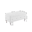 Storage Bench, Flip Top Entryway Bench Seat with Safety Hinge, Storage Chest with Padded Seat, Bed End Stool for Hallway Living Room Bedroom, Supports 250 lb,White PU - Supfirm