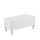 Storage Bench, Flip Top Entryway Bench Seat with Safety Hinge, Storage Chest with Padded Seat, Bed End Stool for Hallway Living Room Bedroom, Supports 250 lb,White PU - Supfirm