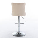 Swivel Velvet Barstools Adjusatble Seat Height from 25-33 Inch, Modern Upholstered Chrome base Bar Stools with Backs Comfortable Tufted for Home Pub and Kitchen Island, Beige,Set of 2 - Supfirm