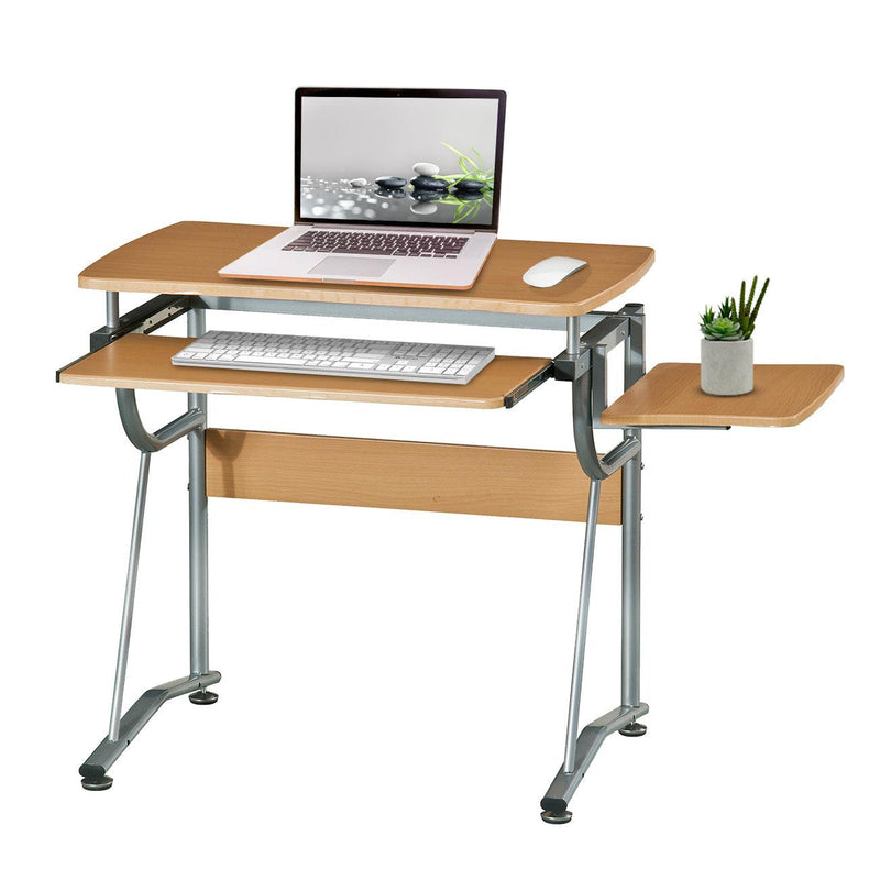 Techni Mobili Compact Computer Desk with Side Shelf and Keyboard Panel, Cherry - Supfirm