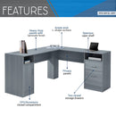 Techni Mobili Functional L-Shape Desk with Storage, Grey - Supfirm