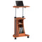 Techni Mobili Sit-to-Stand Rolling Adjustable Height Laptop Cart With Storage, Woodgrain - Supfirm