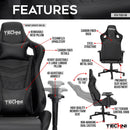 Techni Sport TS-83 Ergonomic High Back Racer Style PC Gaming Chair, Black - Supfirm