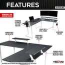 Techni Sport Warrior L-Shaped Gaming Desk, White - Supfirm