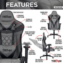 Techni Sport XL Ergonomic Gaming Chair , Grey - Supfirm