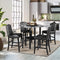 TOPMAX 5 Piece Dining Set with Matching Chairs and Bottom Shelf for Dining Room, Black Chair+Gray Table - Supfirm