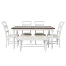 TOPMAX 6-peice Dining Set with Turned Legs, Kitchen Table Set with Upholstered Dining Chairs and Bench,Retro Style, White - Supfirm