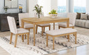 TOPMAX 6-Piece Dining Table Set with Upholstered Dining Chairs and Bench,Farmhouse Style, Tapered Legs, Natural+Beige - Supfirm