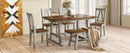 TOPMAX 6-Piece Wood Dining Table Set Kitchen Table Set with Long Bench and 4 Dining Chairs, Farmhouse Style, Walnut+Gray - Supfirm